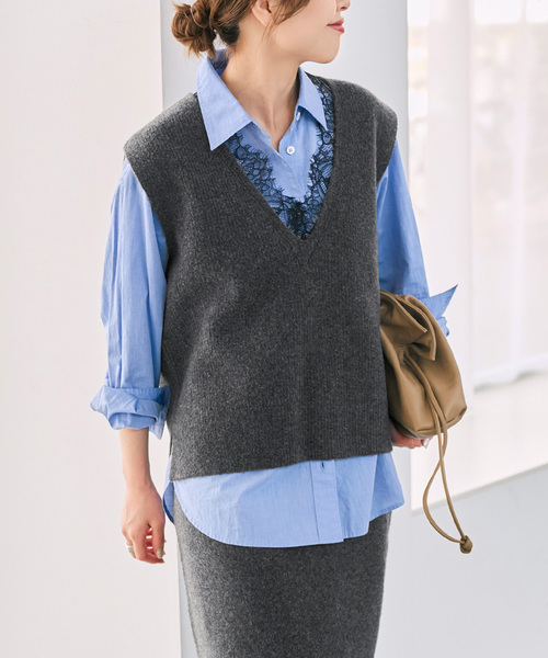 Spick & Span(スピックアンドスパン)の「《一部店舗+WEB限定》レースニットベスト(ベスト・レディース・チャコールグレー/ホワイト系その他・FREE)」の6枚目の写真