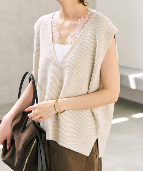 Spick & Span(スピックアンドスパン)の「《一部店舗+WEB限定》レースニットベスト(ベスト・レディース・チャコールグレー/ホワイト系その他・FREE)」の13枚目の写真