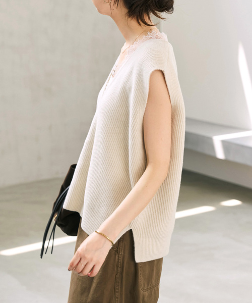 Spick & Span(スピックアンドスパン)の「《一部店舗+WEB限定》レースニットベスト(ベスト・レディース・チャコールグレー/ホワイト系その他・FREE)」の14枚目の写真