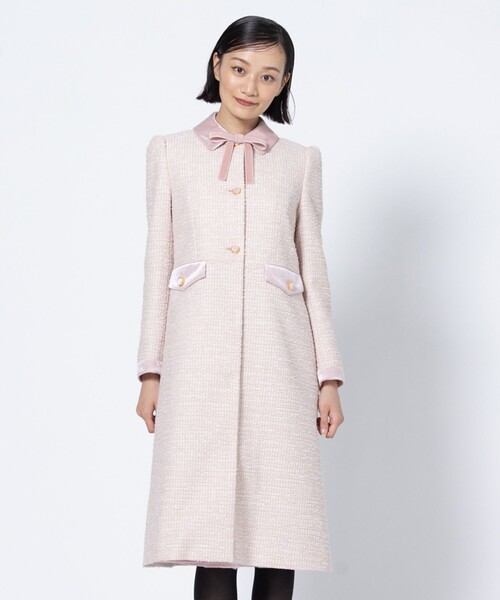 TOCCA(トッカ)の「NOBLE SHADOW TWEED ツイードコート(ダウンジャケット/コート・レディース・ブラック系5/ピンク系5・0/2/4)」の1枚目の写真