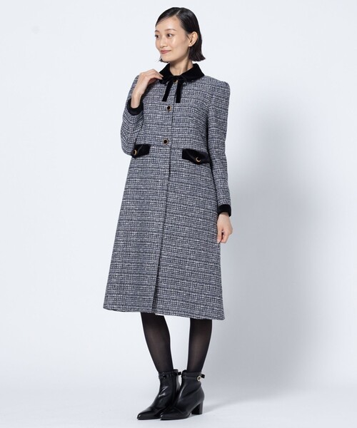 TOCCA(トッカ)の「NOBLE SHADOW TWEED ツイードコート(ダウンジャケット/コート・レディース・ブラック系5/ピンク系5・0/2/4)」の4枚目の写真