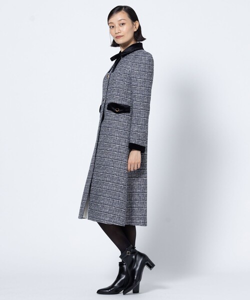 TOCCA(トッカ)の「NOBLE SHADOW TWEED ツイードコート(ダウンジャケット/コート・レディース・ブラック系5/ピンク系5・0/2/4)」の5枚目の写真