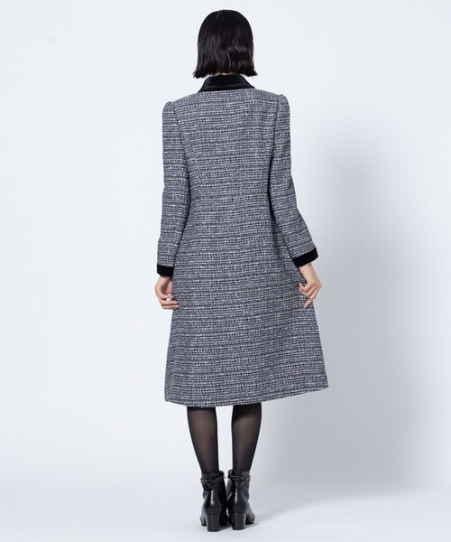 TOCCA(トッカ)の「NOBLE SHADOW TWEED ツイードコート(ダウンジャケット/コート・レディース・ブラック系5/ピンク系5・0/2/4)」の6枚目の写真