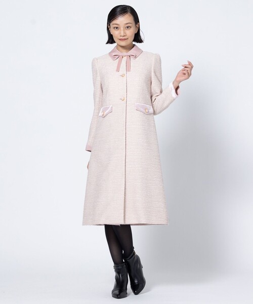 TOCCA(トッカ)の「NOBLE SHADOW TWEED ツイードコート(ダウンジャケット/コート・レディース・ブラック系5/ピンク系5・0/2/4)」の7枚目の写真