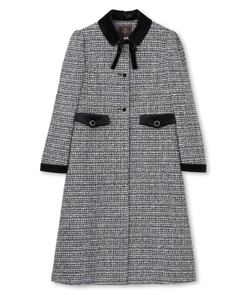 TOCCA(トッカ)の「NOBLE SHADOW TWEED ツイードコート(ダウンジャケット/コート・レディース・ブラック系5/ピンク系5・0/2/4)」の10枚目の写真
