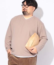Tシャツ 長袖 メンズ 大きいサイズ フェイクレイヤード Vネックカルゼジョーゼット B&T CLUB (ビーアンドティークラブ)