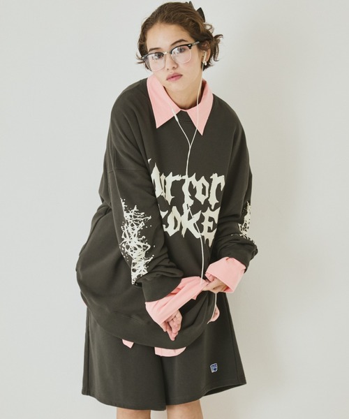MIRROR STOKE（ミラーストーク）の「【ZOZO限定】MIRROR STOKE SWEATSHIRT/ミラーストークスウェットシャツ（スウェット・レディース・オフホワイト/チャコールグレー・MEDIUM）」の15枚目の写真