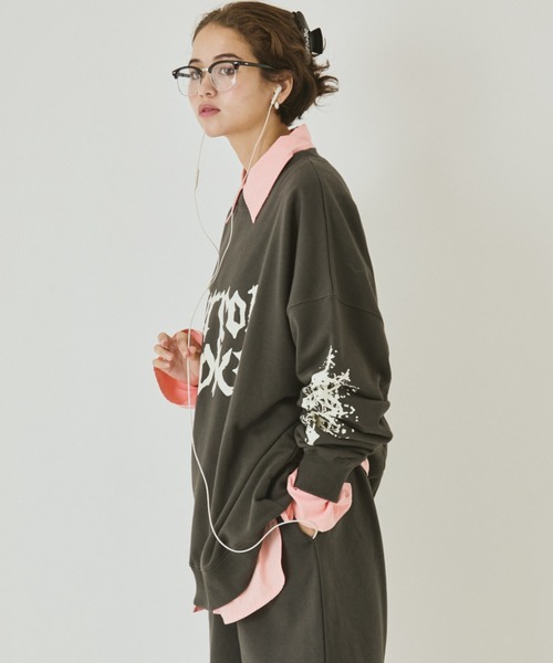 MIRROR STOKE（ミラーストーク）の「【ZOZO限定】MIRROR STOKE SWEATSHIRT/ミラーストークスウェットシャツ（スウェット・レディース・オフホワイト/チャコールグレー・MEDIUM）」の20枚目の写真