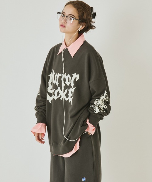 MIRROR STOKE（ミラーストーク）の「【ZOZO限定】MIRROR STOKE SWEATSHIRT/ミラーストークスウェットシャツ（スウェット・レディース・オフホワイト/チャコールグレー・MEDIUM）」の19枚目の写真