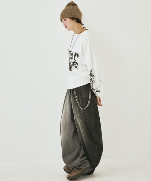 MIRROR STOKE（ミラーストーク）の「【ZOZO限定】MIRROR STOKE SWEATSHIRT/ミラーストークスウェットシャツ（スウェット・レディース・オフホワイト/チャコールグレー・MEDIUM）」の7枚目の写真