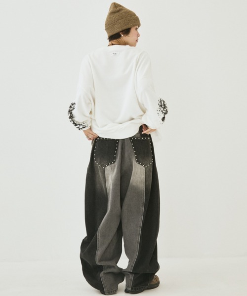 MIRROR STOKE（ミラーストーク）の「【ZOZO限定】MIRROR STOKE SWEATSHIRT/ミラーストークスウェットシャツ（スウェット・レディース・オフホワイト/チャコールグレー・MEDIUM）」の8枚目の写真