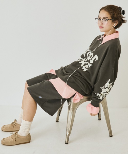 MIRROR STOKE（ミラーストーク）の「【ZOZO限定】MIRROR STOKE SWEATSHIRT/ミラーストークスウェットシャツ（スウェット・レディース・オフホワイト/チャコールグレー・MEDIUM）」の3枚目の写真