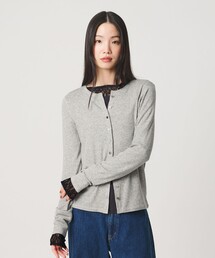 毛セルロースブレンド クルーネック カーディガン