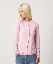 毛セルロースブレンド クルーネック カーディガン