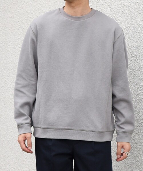 SHIPS any(シップス エニィ)の「〈洗濯機可能〉カルゼ ダブルフェイス クルーネック プルオーバー◆(Tシャツ/カットソー・メンズ・グリーン/ブラック/チャコールグレー・MEDIUM/LARGE/X-LARGE)」の1枚目の写真
