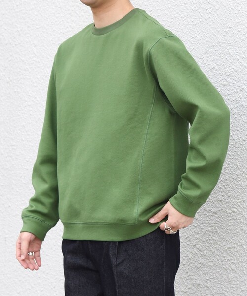 SHIPS any(シップス エニィ)の「〈洗濯機可能〉カルゼ ダブルフェイス クルーネック プルオーバー◆(Tシャツ/カットソー・メンズ・グリーン/ブラック/チャコールグレー・MEDIUM/LARGE/X-LARGE)」の3枚目の写真