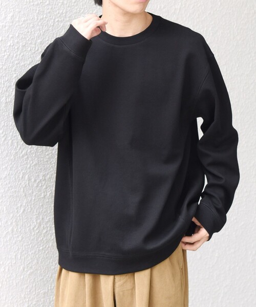 SHIPS any(シップス エニィ)の「〈洗濯機可能〉カルゼ ダブルフェイス クルーネック プルオーバー◆(Tシャツ/カットソー・メンズ・グリーン/ブラック/チャコールグレー・MEDIUM/LARGE/X-LARGE)」の2枚目の写真