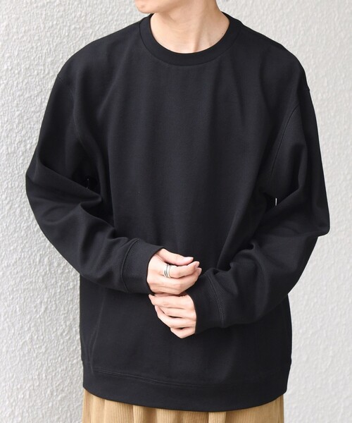 SHIPS any(シップス エニィ)の「〈洗濯機可能〉カルゼ ダブルフェイス クルーネック プルオーバー◆(Tシャツ/カットソー・メンズ・グリーン/ブラック/チャコールグレー・MEDIUM/LARGE/X-LARGE)」の6枚目の写真