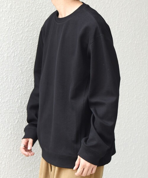 SHIPS any(シップス エニィ)の「〈洗濯機可能〉カルゼ ダブルフェイス クルーネック プルオーバー◆(Tシャツ/カットソー・メンズ・グリーン/ブラック/チャコールグレー・MEDIUM/LARGE/X-LARGE)」の7枚目の写真