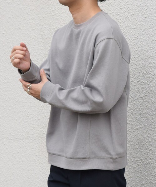 SHIPS any(シップス エニィ)の「〈洗濯機可能〉カルゼ ダブルフェイス クルーネック プルオーバー◆(Tシャツ/カットソー・メンズ・グリーン/ブラック/チャコールグレー・MEDIUM/LARGE/X-LARGE)」の12枚目の写真