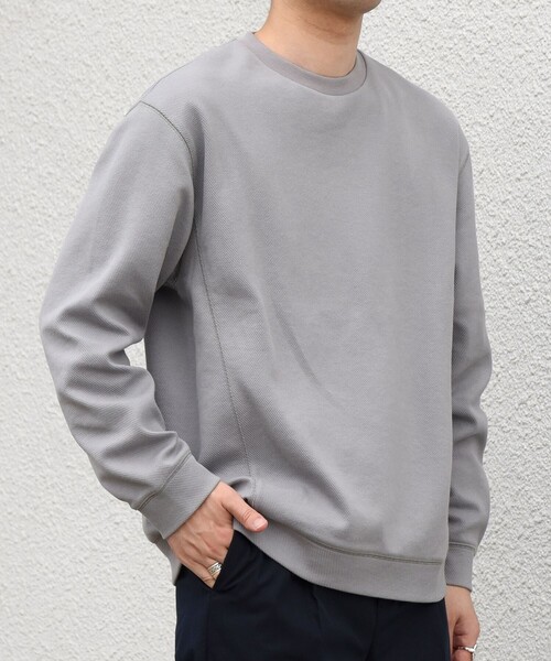 SHIPS any(シップス エニィ)の「〈洗濯機可能〉カルゼ ダブルフェイス クルーネック プルオーバー◆(Tシャツ/カットソー・メンズ・グリーン/ブラック/チャコールグレー・MEDIUM/LARGE/X-LARGE)」の13枚目の写真