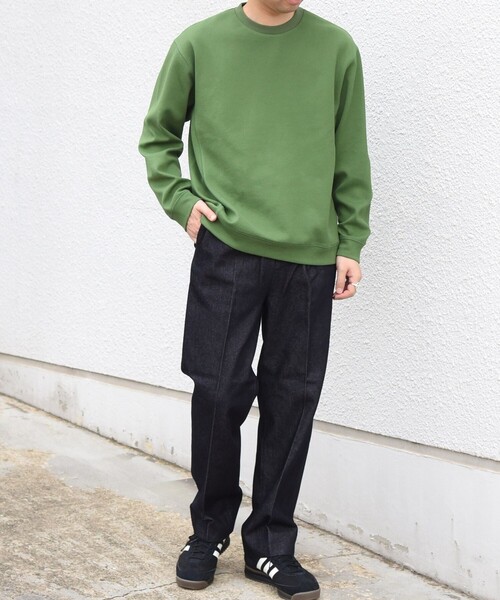 SHIPS any(シップス エニィ)の「〈洗濯機可能〉カルゼ ダブルフェイス クルーネック プルオーバー◆(Tシャツ/カットソー・メンズ・グリーン/ブラック/チャコールグレー・MEDIUM/LARGE/X-LARGE)」の14枚目の写真