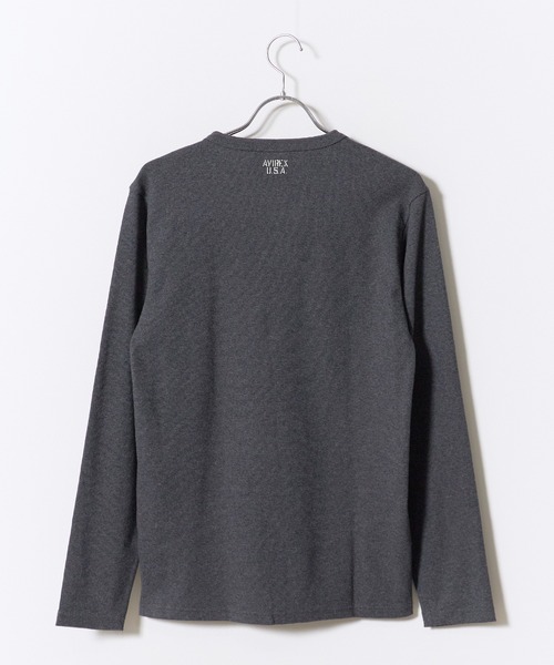 AVIREX（アヴィレックス）の「AVIREX/アビレックス DAILY RIB L/S HENLEY NECK T-SHIRT デイリー リブ 長袖 ヘンリーネック Tシャツ 抗菌防臭 ロンT 無地 シンプル 定番 ベーシック メンズ レディース 2026年 秋 秋服 冬 冬服（Tシャツ/カットソー・メンズ・ホワイト/ブラック/グレー/ネイビー/チャコール・S/M/L/XL）」の14枚目の写真