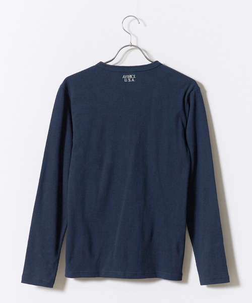 AVIREX（アヴィレックス）の「AVIREX/アビレックス DAILY RIB L/S HENLEY NECK T-SHIRT デイリー リブ 長袖 ヘンリーネック Tシャツ 抗菌防臭 ロンT 無地 シンプル 定番 ベーシック メンズ レディース 2026年 秋 秋服 冬 冬服（Tシャツ/カットソー・メンズ・ホワイト/ブラック/グレー/ネイビー/チャコール・S/M/L/XL）」の12枚目の写真