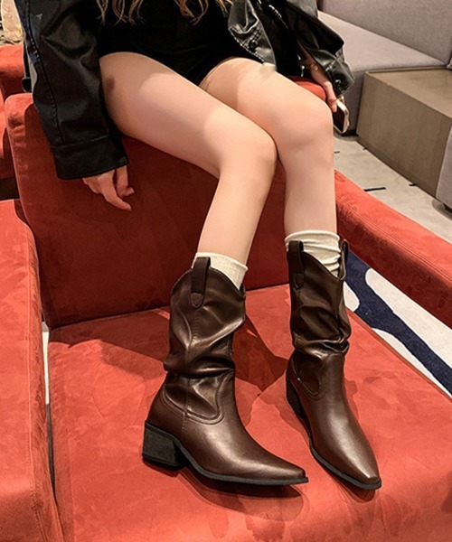 Miniministore(ミニミニストア)の「ルーズミドルウエスタンブーツヴィンテージ(ブーツ・レディース・ブラウン/ブラック・24.0cm/23.5cm/23.0cm/22.5cm/24.5cm)」の7枚目の写真