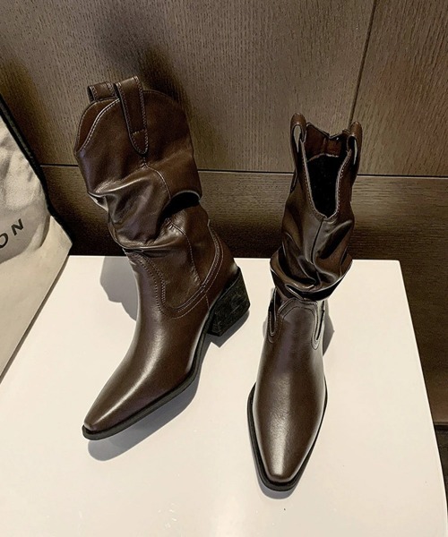 Miniministore(ミニミニストア)の「ルーズミドルウエスタンブーツヴィンテージ(ブーツ・レディース・ブラウン/ブラック・24.0cm/23.5cm/23.0cm/22.5cm/24.5cm)」の19枚目の写真