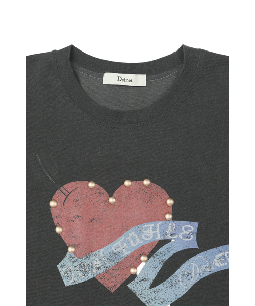 DEINET(ダイニット)の「STUD HEART T-SHIRT IN CHARCOAL(Tシャツ/カットソー・レディース・その他・FREE)」の4枚目の写真