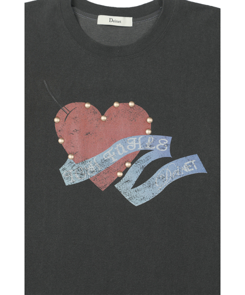 DEINET(ダイニット)の「STUD HEART T-SHIRT IN CHARCOAL(Tシャツ/カットソー・レディース・その他・FREE)」の6枚目の写真