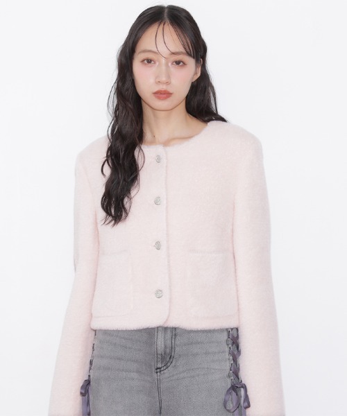 JILL by JILL STUART(ジルバイジルスチュアート)の「フェイクファーノーカラージャケット(ノーカラージャケット・レディース・ベージュ系その他/ホワイト/ピンク・FREE)」の9枚目の写真