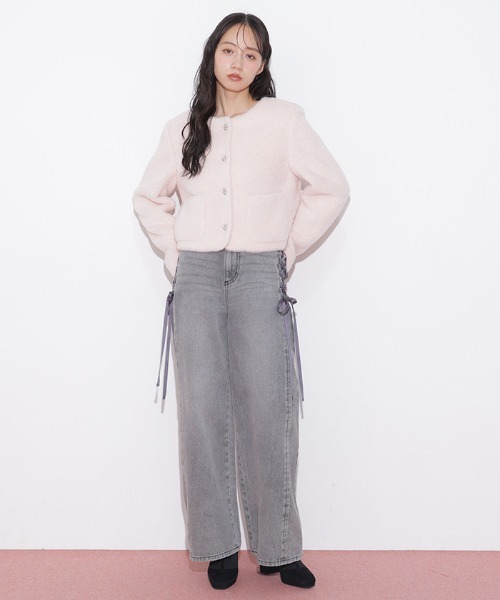 JILL by JILL STUART(ジルバイジルスチュアート)の「フェイクファーノーカラージャケット(ノーカラージャケット・レディース・ベージュ系その他/ホワイト/ピンク・FREE)」の12枚目の写真