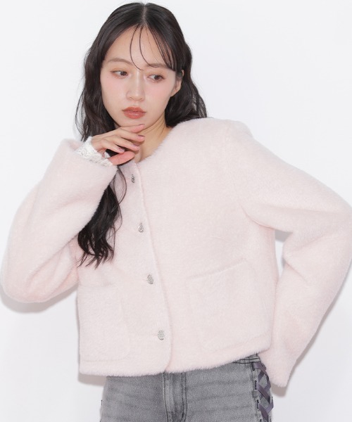 JILL by JILL STUART(ジルバイジルスチュアート)の「フェイクファーノーカラージャケット(ノーカラージャケット・レディース・ベージュ系その他/ホワイト/ピンク・FREE)」の8枚目の写真
