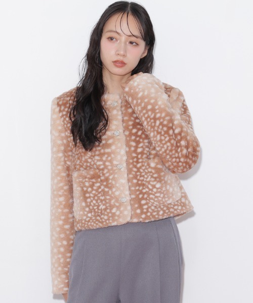JILL by JILL STUART(ジルバイジルスチュアート)の「フェイクファーノーカラージャケット(ノーカラージャケット・レディース・ベージュ系その他/ホワイト/ピンク・FREE)」の16枚目の写真