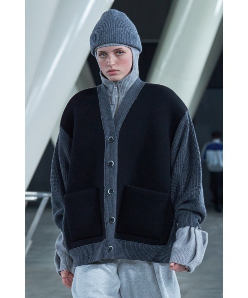 nagonstans（ナゴンスタンス）の「bonding×knit cardigan（ニット/セーター・レディース・ダークネイビー/チャコールグレー・MEDIUM）」の3枚目の写真