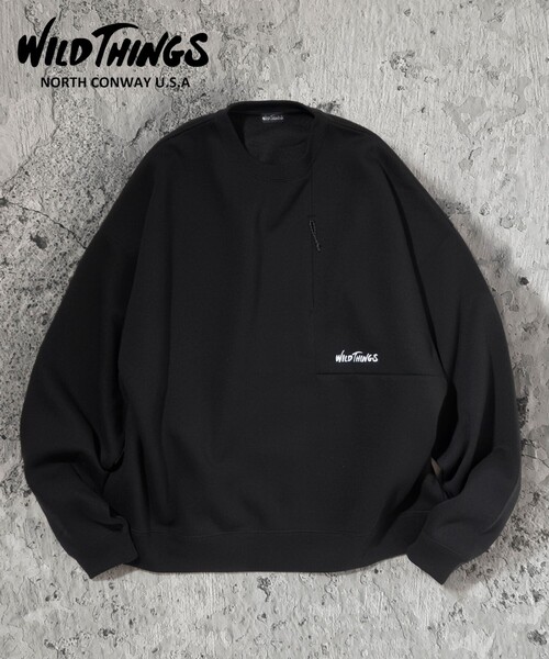 WILD THINGS(ワイルドシングス)の「WILD THINGS/ワイルドシングス 限定展開 別注 テック スウェット / ワンポイント(スウェット・メンズ・ブラウン/スミクロ/ブラック/アッシュグレー・SMALL/MEDIUM/LARGE)」の2枚目の写真