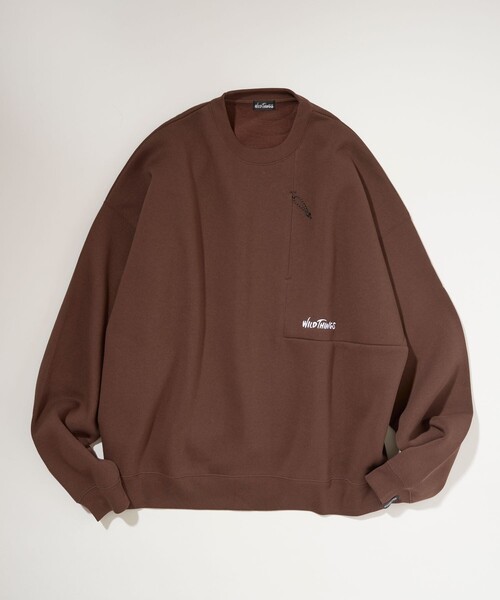 WILD THINGS(ワイルドシングス)の「WILD THINGS/ワイルドシングス 限定展開 別注 テック スウェット / ワンポイント(スウェット・メンズ・ブラウン/スミクロ/ブラック/アッシュグレー・SMALL/MEDIUM/LARGE)」の14枚目の写真