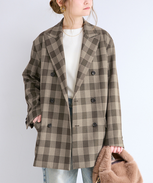 B.C STOCK(ベーセーストック)の「《S/Mサイズ展開》Wブレスト6Bテイラージャケット(その他アウター・レディース・ブラウン/チャコールグレー/チョコ・SMALL/MEDIUM)」の3枚目の写真