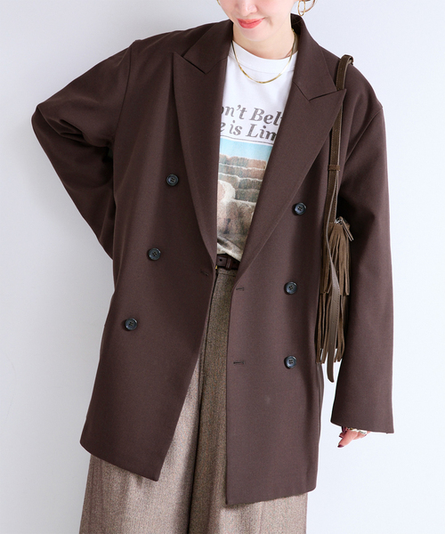 B.C STOCK(ベーセーストック)の「《S/Mサイズ展開》Wブレスト6Bテイラージャケット(その他アウター・レディース・ブラウン/チャコールグレー/チョコ・SMALL/MEDIUM)」の2枚目の写真