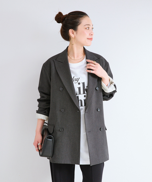 B.C STOCK(ベーセーストック)の「《S/Mサイズ展開》Wブレスト6Bテイラージャケット(その他アウター・レディース・ブラウン/チャコールグレー/チョコ・SMALL/MEDIUM)」の1枚目の写真