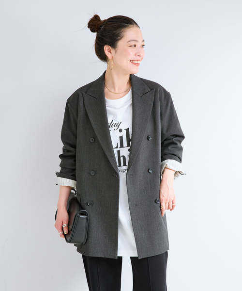 B.C STOCK(ベーセーストック)の「《S/Mサイズ展開》Wブレスト6Bテイラージャケット(その他アウター・レディース・ブラウン/チャコールグレー/チョコ・SMALL/MEDIUM)」の8枚目の写真