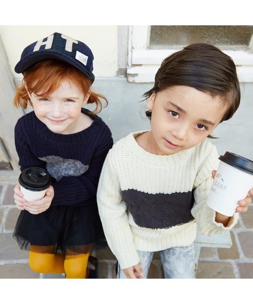 BREEZE（ブリーズ）の「ネット限定 配色切替ニットセーター（ニット/セーター・キッズ・ネイビー/レッド/キナリ・140/120/130/95/110/100/90/80）」の5枚目の写真