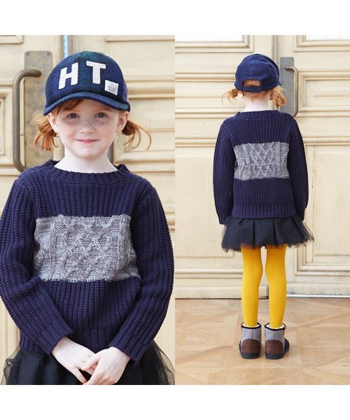 BREEZE（ブリーズ）の「ネット限定 配色切替ニットセーター（ニット/セーター・キッズ・ネイビー/レッド/キナリ・140/120/130/95/110/100/90/80）」の6枚目の写真