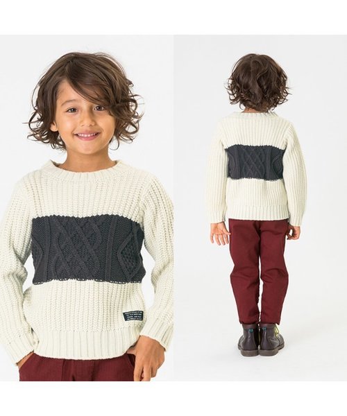 BREEZE（ブリーズ）の「ネット限定 配色切替ニットセーター（ニット/セーター・キッズ・ネイビー/レッド/キナリ・140/120/130/95/110/100/90/80）」の16枚目の写真