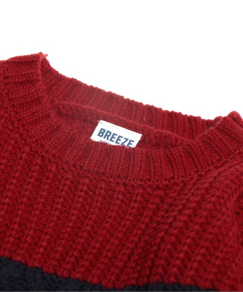 BREEZE（ブリーズ）の「ネット限定 配色切替ニットセーター（ニット/セーター・キッズ・ネイビー/レッド/キナリ・140/120/130/95/110/100/90/80）」の12枚目の写真