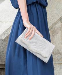 Fashion Letter | 2WAY サテンプリーツパーティーバッグ(クラッチバッグ)