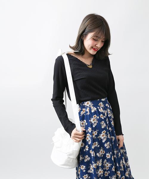 WEGO（ウィゴー）の「WEGO/バケツ型フリルミニショルダーバッグ（ショルダーバッグ・レディース・ネイビー/ブラック/ピンク/ホワイト・FREE）」の18枚目の写真