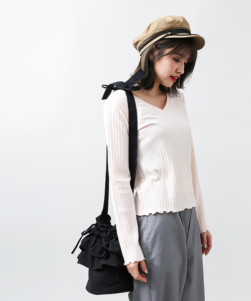 WEGO（ウィゴー）の「WEGO/バケツ型フリルミニショルダーバッグ（ショルダーバッグ・レディース・ネイビー/ブラック/ピンク/ホワイト・FREE）」の20枚目の写真